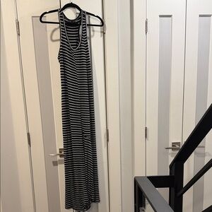 Banana Republic Black & White Striped Tank Maxi Dress